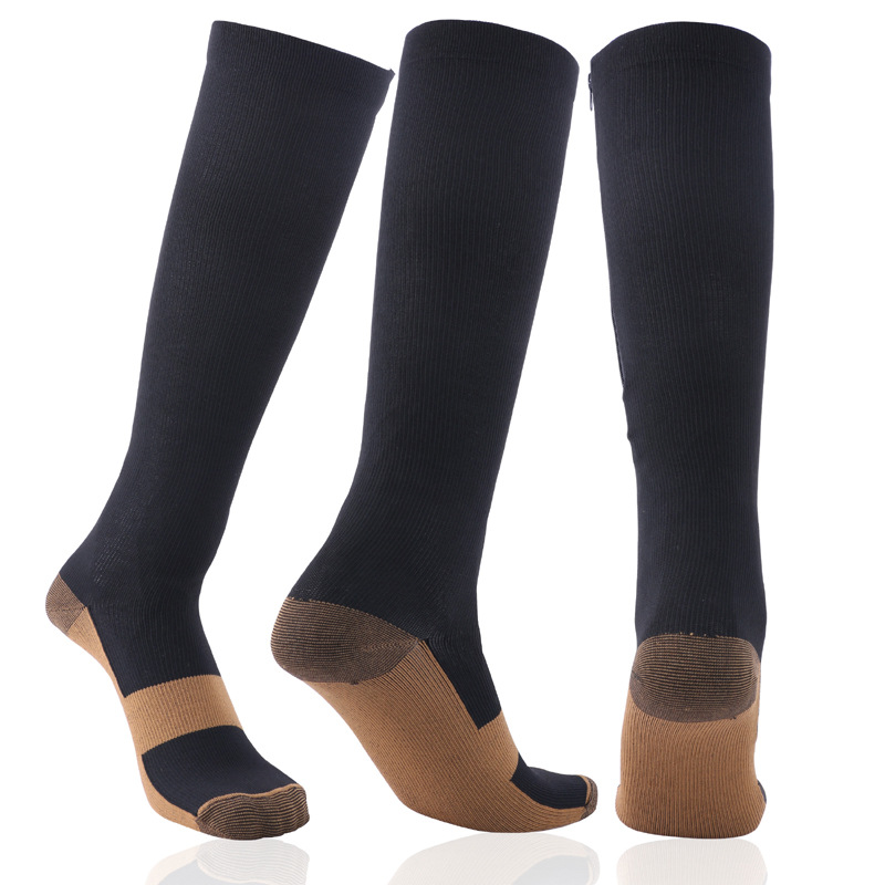 Zipper Compression Socks Protect Calf Men Women Knee High Elastic ZIP SOX Socks